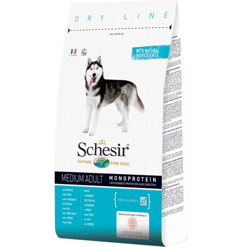 Schesir Adult Maintenance with Fish Monoprotein - пълноценна храна с месо риба, за кучета над 12 месечна Schesir Adult Maintenance with Fish Monoprotein - пълноценна храна с месо риба, за кучета над 12 месечна