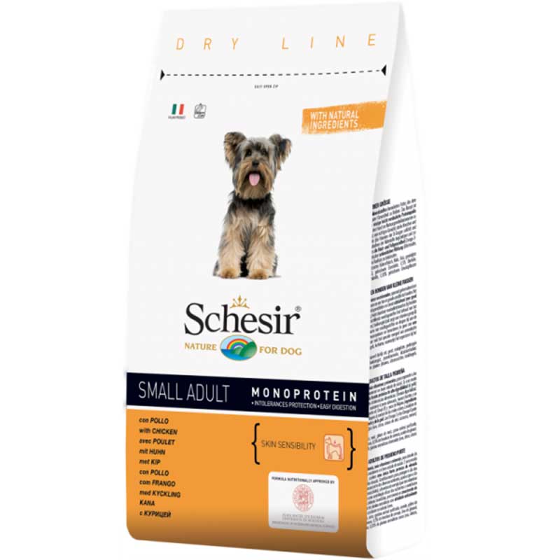 Schesir Small Adult Maintenance with Chicken - пълноценна храна с пилешко месо, за малки породи над 12 месеца 800гр Schesir Small Adult Maintenance with Chicken - пълноценна храна с пилешко месо, за малки породи над 12 месеца 800гр